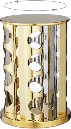 Карусель для спецій Relaxdays, 16 банок для спецій, обертається на 360, нержавіюча сталь, скло, В x Г 27,5 x 20 см, кругла підставка для спецій, золота