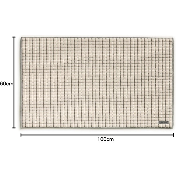 Килимок для ванної mve Eden з картатим візерунком, 60 x 100 см, виготовлений зі 100 бавовни, натуральний / чорний, натуральний одинарний