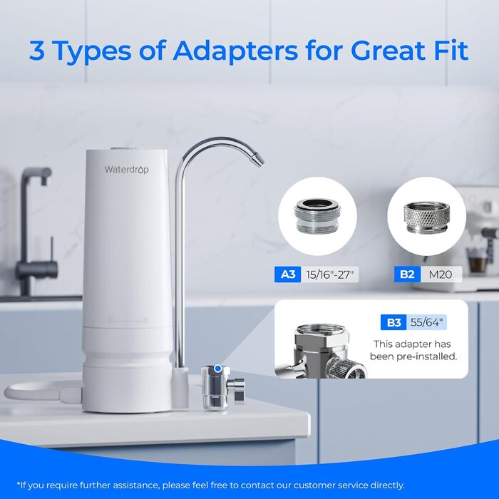 Настільний фільтр для води, 4000 галонів фільтр для води з крана з нагадуванням про термін служби фільтра, зменшує вміст важких металів, неприємного запаху та 99 хлору (1 фільтр у комплекті), 05