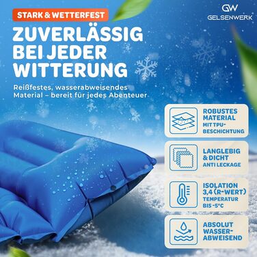 Ультралегкий кемпінговий килимок для сну 10 см та компактний розмір у упаковці - Надувний матрац для кемпінгу з ножним насосом та подушкою - Ізоляційний килимок для сну на відкритому повітрі для походів та кемпінгу