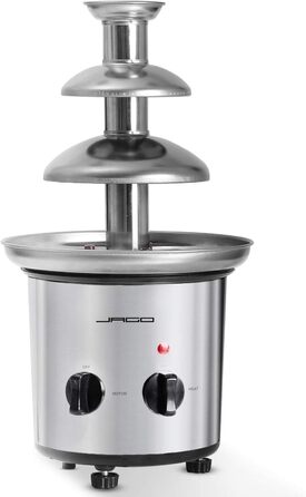 Шоколадний фонтан Jago 275W - 3 рівня, місткість 1 кг шоколад, нержавіюча сталь, можна мити в посудомийній машині, срібло - шоколадний фонтан, шоколадне фондю, шоколадне фондю, шоколадний фонтан