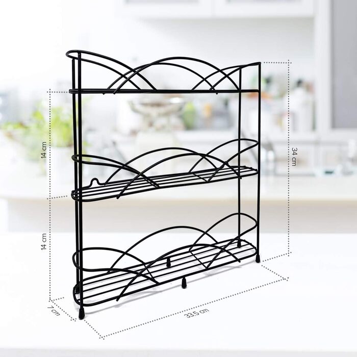 Підставка для спецій Joeji&39s Kitchen Standing Spice Organiser - Для банок зі спеціями та травами - Вміщує до 21 банки зі спеціями - У комплекті 2 присоски для стійкості - Не потрібно свердлити - Підставка для спецій (чорна)