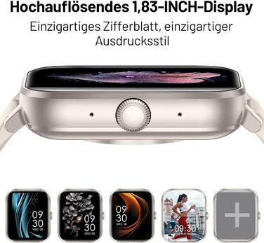 Розумний годинник ASWEE для чоловіків та жінок із Bluetooth-дзвінками, 1,83-дюймовий HD-фітнес-годинник, 123 спортивних режимів, фітнес-трекер із крокоміром, водонепроникність IP67 для Android та iOS, подарунки на День святого Валентина, зоряне сяйво