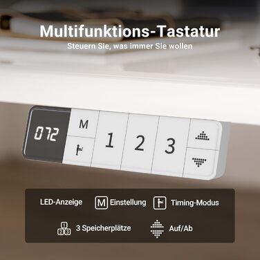 Стіл Claiks з регульованою висотою та скляною стільницею 120 x 60 см, електрично регульований, меблі для домашнього офісу, комп&39ютерний стіл, сучасний обідній стіл, стабільність та дизайн 120 x 60 см, супер білий