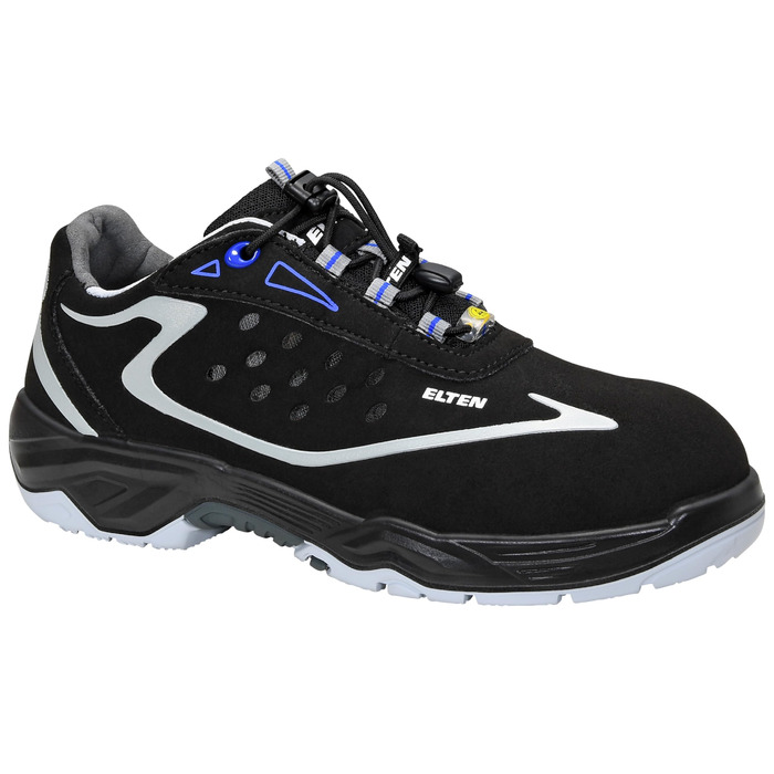 Захисне взуття ELTEN Rusher Low ESD S1, жіноче та чоловіче, текстильне, сталевий піднос, легке, спортивне, розмір 41, чорне, EU 41
