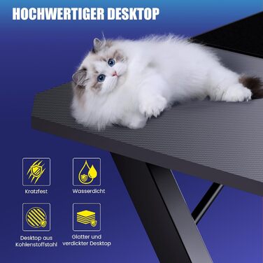 Ігровий стіл GTPLAYER, Ігровий стіл 120 x 60, ПК, ігровий стіл з розеткою, міцний комп&39ютерний стіл з гачком для навушників та штекером