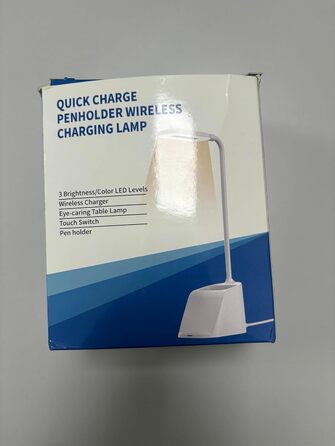 Настільна лампа UEASE LED з бездротовою зарядкою, 3 кольори безступінчаста настільна лампа з регулюванням яскравості Kids з тримачем для ручки та тримачем для мобільного телефону, гнучка настільна лампа на 360 Gooseneck для офісу, навчання