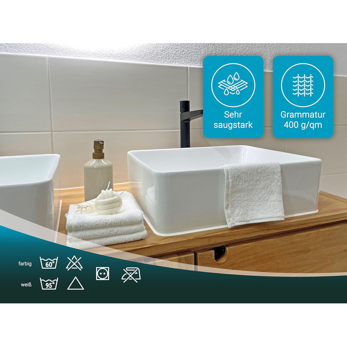 Набір з 6 рушників розміром 50x100 см - поглинаючі та м'які банні рушники білого кольору - з практичною вішалкою - можна прати до