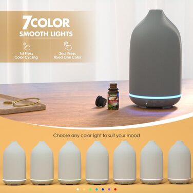 Аромадифузор SALKING, сірий керамічний дифузор для ефірних олій, ароматерапевтичний дифузор без бісфенолу А з регульованим режимом туману, ароматична лампа з автоматичним вимкненням для домашнього офісу йоги 150 мл