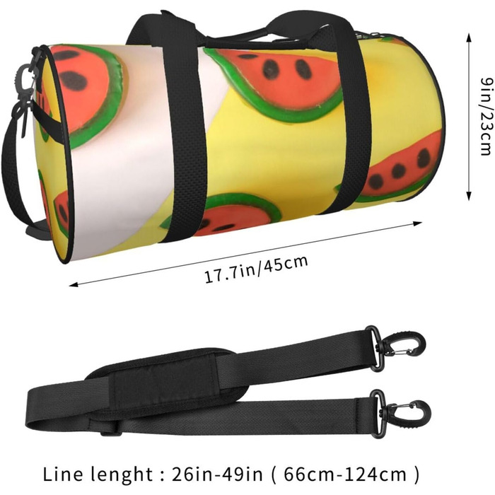 Спортивна сумка, дорожня сумка, літня сумка, з принтом кавуна, сумка на нічліг, чорна, універсальний розмір