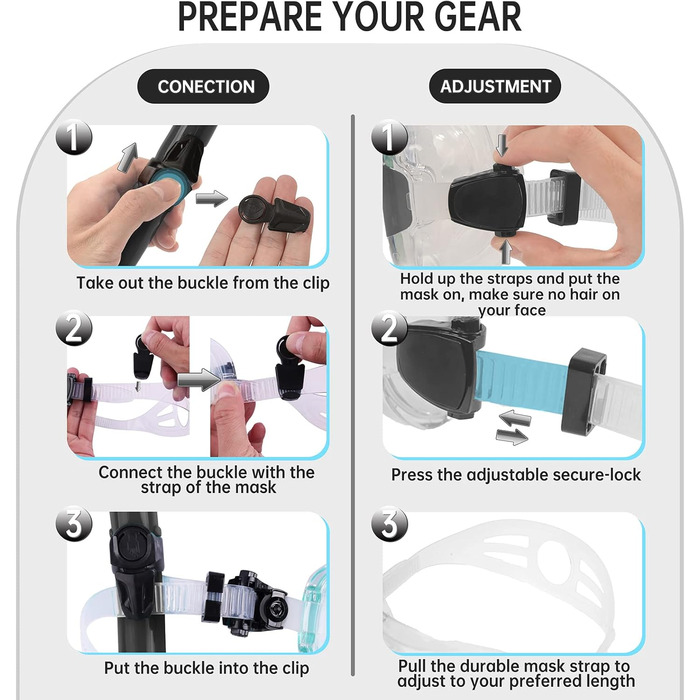 Окуляри для дайвінгу, комплект з трубкою та окулярами для дайвінгу, маска для дайвінгу, панорамний HD-загартований скло з кутом огляду 180, захист від запотівання та протікання, преміум-суха трубка для дорослих