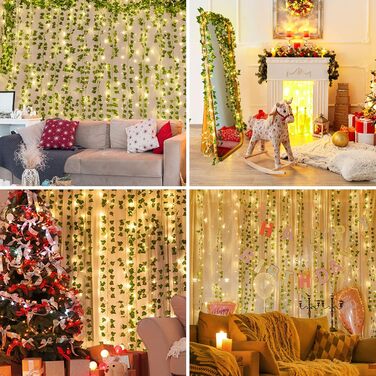 Плюща штучні казкові вогні, гірлянда плюща з 252 світлодіодами казкові вогні, завіса під керівництвом для весільного офісу садової