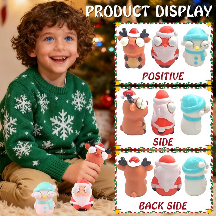 Набір іграшок-антистрес Squeeze Toy, 3 шт., різдвяна тематика