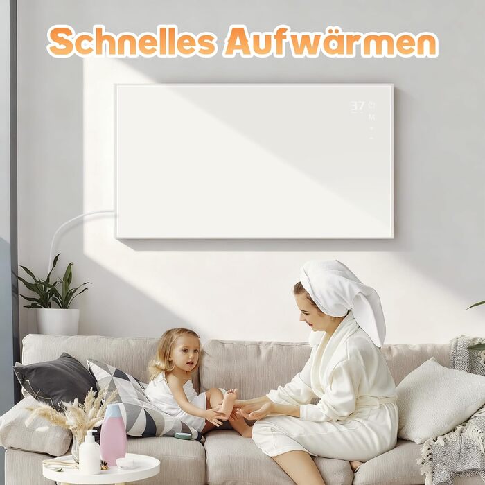 Інфрачервоний настінний обігрівач, 450 Вт - термостат, електричний інфрачервоний обігрівач, окремостоячий блок з пультом дистанційного керування, енергозберігаючий електричний обігрівач з електричним радіатором, настінний, додаток, WiFi, 450 ВтAPP