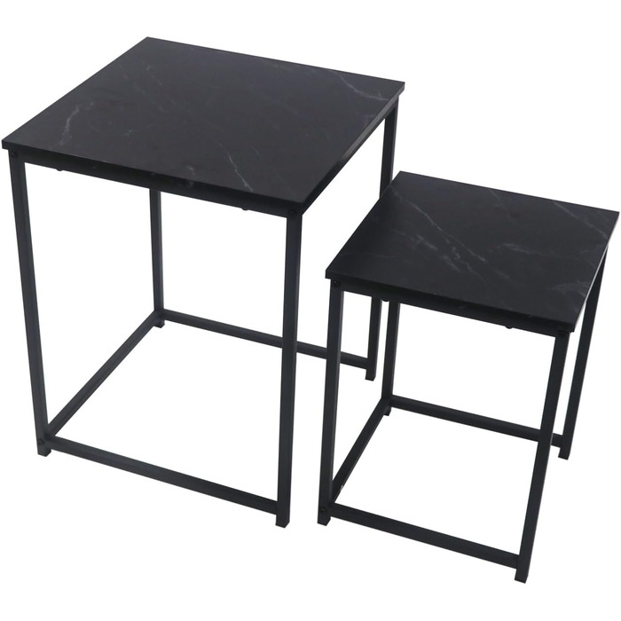 Журнальний столик BIGTREE, комплект із 2 шт., сучасний диван-столик, стіл для вітальні з дерева, столики, що складаються один на одного, квадратний/чорний