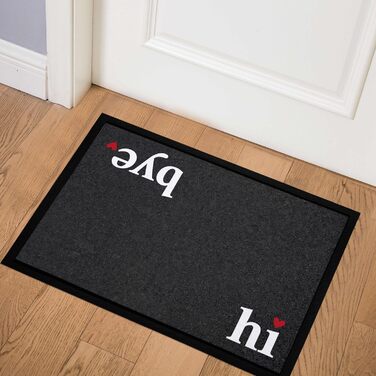 Килимок для дверей MoonWorks Hi Bye Welcome із кумедним написом, нековзний та миється, чорний, 60x40 см Welcome Hi Bye Black