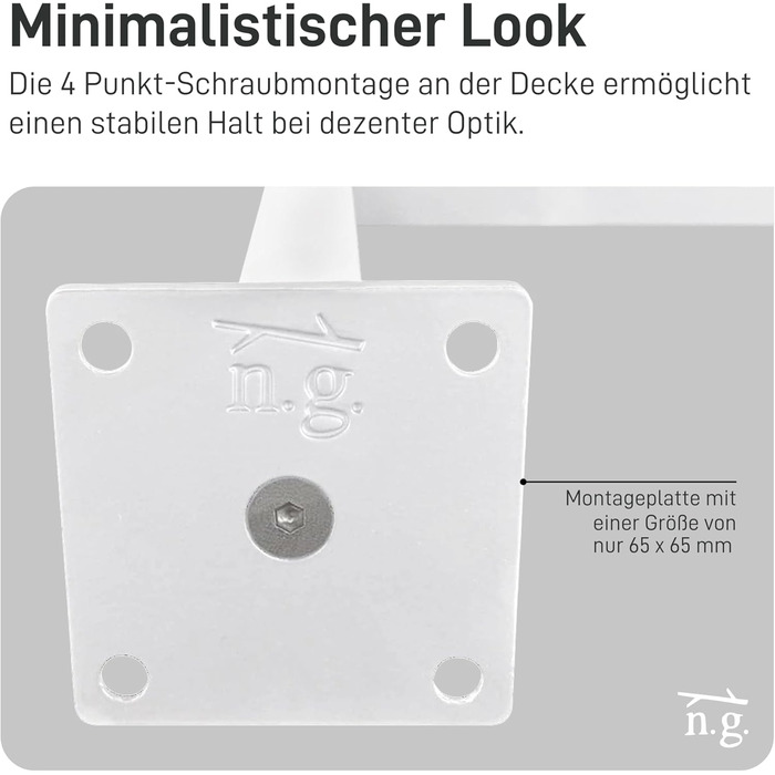 Прямокутна вішалка для одягу, U-подібна, настінна, для ванної кімнати, коридору, кухні, вкл. монтажні елементи (дюбелі та шурупи), порошкове покриття, стійка до іржі (60 см x 90 см, білий) 60 см x 90 см білий