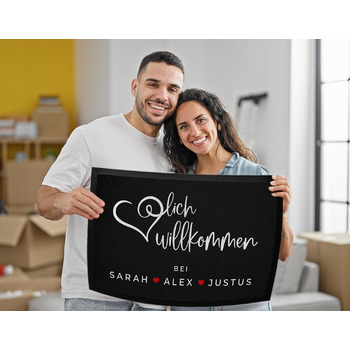 Персоналізований килимок для привітання до 120 см - Персоналізований килимок для привітання родини, тонкий гумовий килимок, подарунок на замовлення (60x40 см) 40 x 60 см (прямокутний)