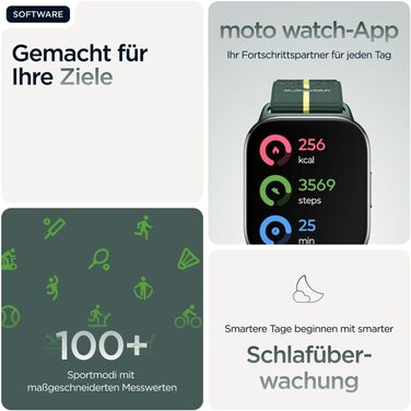 Чохол для Motorola Moto Watch Fit (фітнес-функції, керування Moto AI, 1,9-дюймовий OLED-дисплей, Gorilla Glass 3, IP68, до 16 днів роботи від акумулятора, BT, 32 МБ/256 МБ, Android) Trekking Green