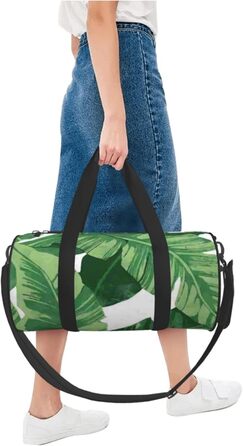 Дорожня сумка з дизайном черепа, кругла, великої місткості, легка та міцна, чудовий подарунок для походів, відпустки, ділових поїздок та іншого. Стильні зелені пальмові листки. Універсальний розмір.