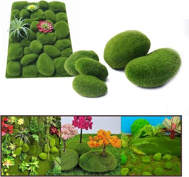 Кулі зі штучного моху Кульки зі штучного моху Кульки із зеленого моху Декоративний мох зі штучного моху Камені з моху Кулі з моху Прикраса для дизайну інтерєру, 40 шт., Ball Moss