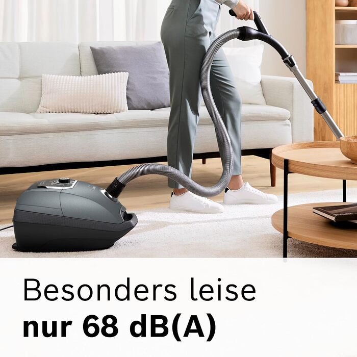 Пилосос із мішком Bosch Serie 8 для алергіків, гігієнічний фільтр, 10 років гарантії на двигун, насадка для твердих підлог, XXL-насадка для м'яких меблів та щілин, довгий кабель, Made in Germany, низький рівень шуму, BGL75X1PRQ, сірий