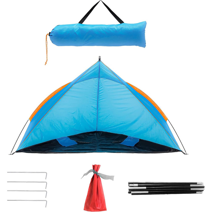 Пляжний намет Blumixx Pop-Up для 2-3 осіб вітрозахисний та сонцезахисний пляжний намет, компактно складаний, легкий дорожній пляжний намет, дитячий пляжний намет, захист від ультрафіолету, 220x120x120 см, бірюзовий