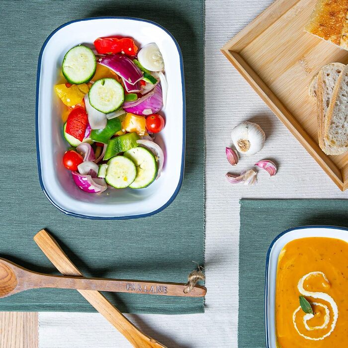 Форма для пирога Argon Tableware з білої емалі - 25,5 см - темно-синя