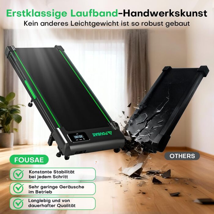 Килимок для ходьби, бігова доріжка 1-10 км/год для домашнього використання з нахилом 9, ходунковий тренажер 2,5 к.с. зі світлодіодним дисплеєм, пульт дистанційного керування, 12 програм, подвійна амортизація, вантажопідйомність до 150 кг, чорно-зелений, 4