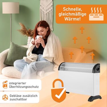 Електричний обігрівач LEMODO 2000 Вт Портативний конвекторний обігрівач з 3 рівнями потужності (750 Вт/1250 Вт/2000 Вт) Енергозберігаючий електричний обігрівач Безгазовий та безмасляний опалювальний пристрій Портативний електричний радіатор з таймером та 