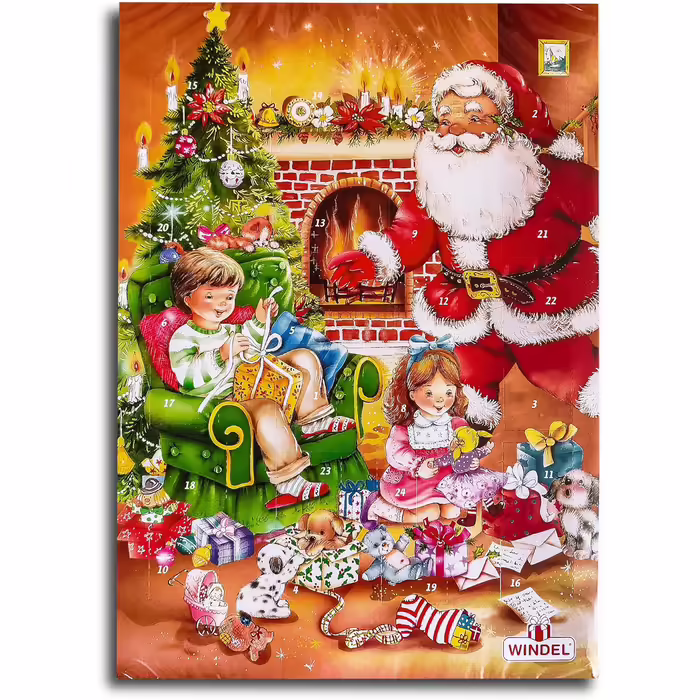 Адвент-календар, 24 фігурки з молочного шоколаду, мотив різдвяних подарунків Windel