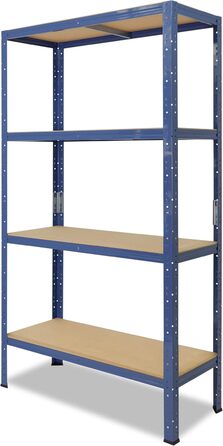 Надміцний стелаж для дому, синій/металевий стелаж з 4 полицями/металевий стелаж для підвалу, гаражний стелаж, стелаж для майстерні або стелаж для зберігання/змішаний металевий стелаж з вантажопідйомністю 175 кг В 180 см / Ш 90 см / Г 50 см, 180x90x50