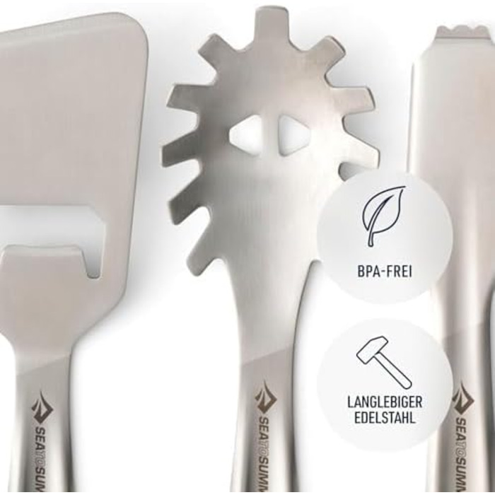 Набір столових приборів Detour з нержавіючої сталі - 1 особа, 3 предмети - ніж для кемпінгу виделка ложка та магнітний силіконовий тримач - без BPA - високоякісні столові прибори для кемпінгу з нержавіючої сталі - 135 г