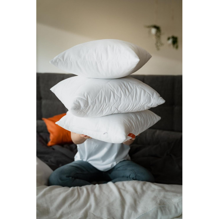 Комплект із 2 подушок для сну 80x80 см, гіпоалергенні подушки, які можна прати, виготовлено в ЄС, сертифіковано Oeko-Tex, велика подушка для сну 80 x 80, подушка для ліжка, подушка, 2 предмети, Comfort 300 80 x 80 см 2