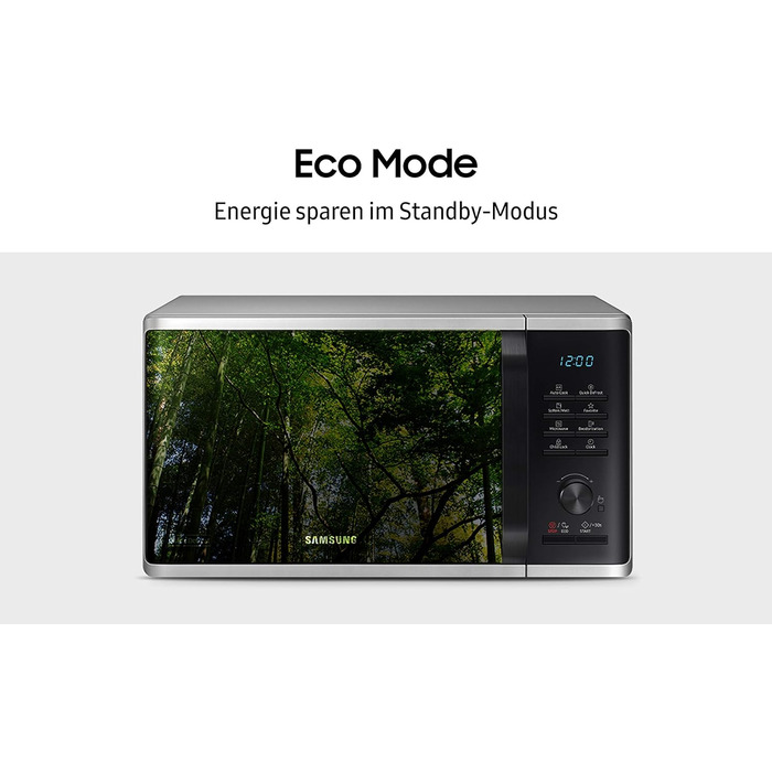 Мікрохвильова піч Samsung MS2AK3515AS/EG, 800 Вт, простір для приготування їжі 23 л, ширина 48,9 см, внутрішня частина керамічної емалі, стійка до подряпин внутрішня частина, програми розморожування QuickDefrost, сріблястий мікрохвильова піч 23 л срібло