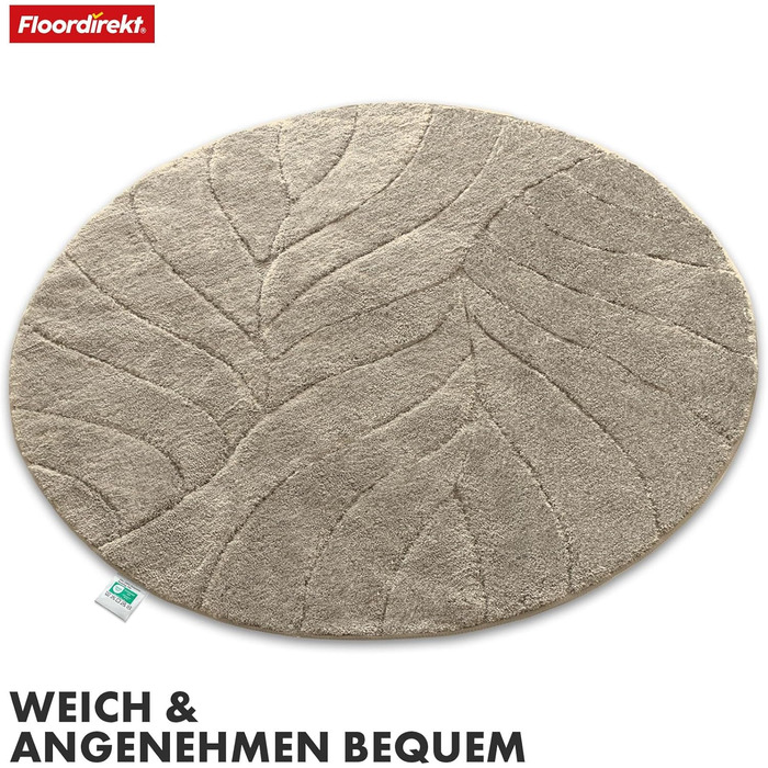 Килимок для ванної Floordirekt - Надзвичайно пухнастий та швидковисихаючий - Килимок для ванної кімнати з нековзною основою - Килимок для ванної Килимок для душу (Maris) (Слонова кістка, круглий 120 см)