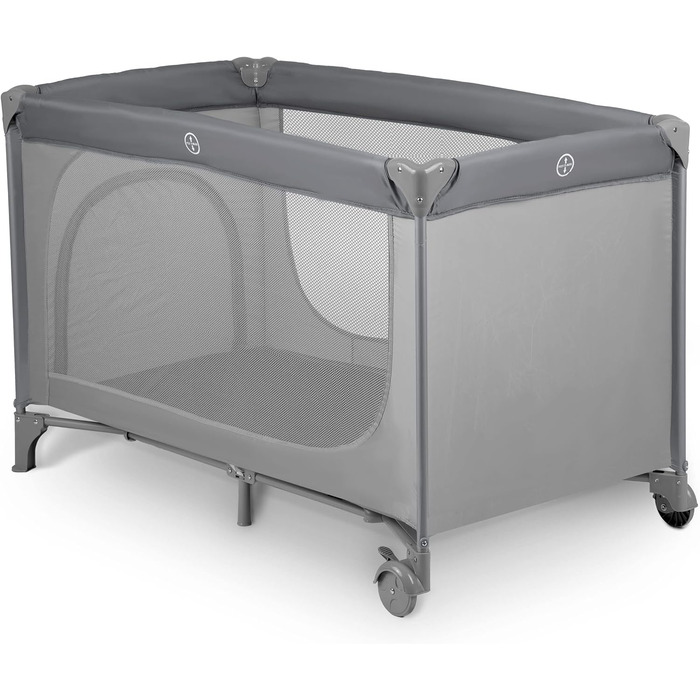 Дитяче ліжечко Ricokids з матрацом 125 x 65 x 78 см, дорожнє ліжечко, вагою до 15 кг, 2 колеса з гальмами, знімний бічний вхід, сумка для перенесення, складна, компактна, світло-сіра, м&39ятна