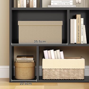 Книжкова полиця, 6-ярусна полиця, окремостояча книжкова шафа з 12 відкритими відділеннями, полиця для вітальні, спальні, ванної кімнати, офісу, сучасна, легко збирається, 173x60x24 см, чорна