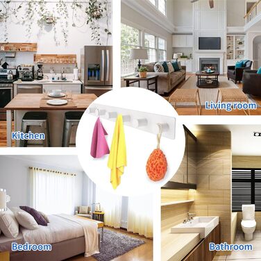 Гачок рейка з нержавіючої сталі гачки для одягу настінні настінні гачки шурупи, вішалка для одягу з 8 гачками (біла, 8 гачків) біл