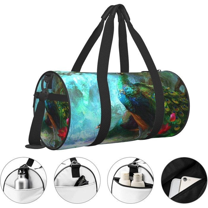 Яскрава спортивна сумка-дорожня Павичче око, унісекс, велика містка сумка для подорожей та спорту