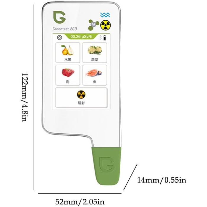 Цифровий тестер харчової нітрату, вимірювач, TDS твердість, аналізатор PPM, дозиметр для овочів, фруктів, м'яса, риби, води, радіації, підтримує кілька мов ECO4F Білий/розкішний сад, 6
