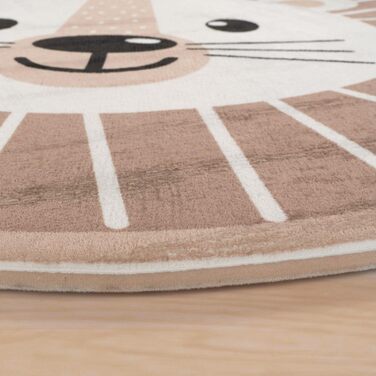 Домашній килим Дитяча кімната Дитячий килим Дитячий килимок для хлопчиків і дівчаток круглий сучасний, колір бежевий, розмір Ø 80