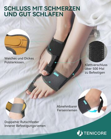 Покращує корекцію Hallux Valgus за допомогою 2 кутових прасок, потовщених силіконових накладок, розширювача пальців ніг, 1 пара шкарпеток-бандажів для Hallux Valgus