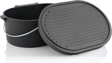 Голландська піч BBQ-Toro 9.3 л чавунна каструля без ніжок вже запечена - попередньо приправлена жаровня 10 QT, каструля для тушкув