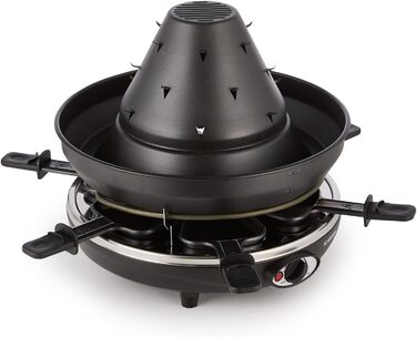 Настільний гриль, електрогриль, тартарний капелюх, 1500 Вт, плавно регулюється, гриль, запікання, сковорода-гриль, на 6 осіб, антипригарне покриття, чорний