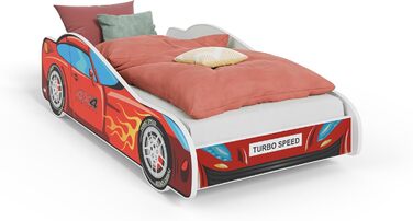 Дитяче ліжко KOBI з поручнями - Дизайн машинки Гоночна машина 140 x 70 см Дитяче ліжко з матрацом Дитячі ліжка для хлопчиків та дівчаток Односпальне ліжко, Дитяче ліжко, Ліжко-автомобіль