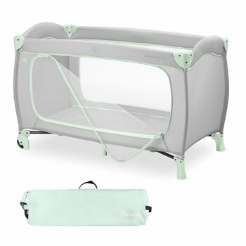 Дорожнє ліжечко Hauck Sleep N Play Go Plus, Dusty Mint - Дитяче дорожнє ліжечко з колесами, сумкою для перенесення, складною основою та великою ігровою зоною - Від народження до 15 кг - Компактне та складане