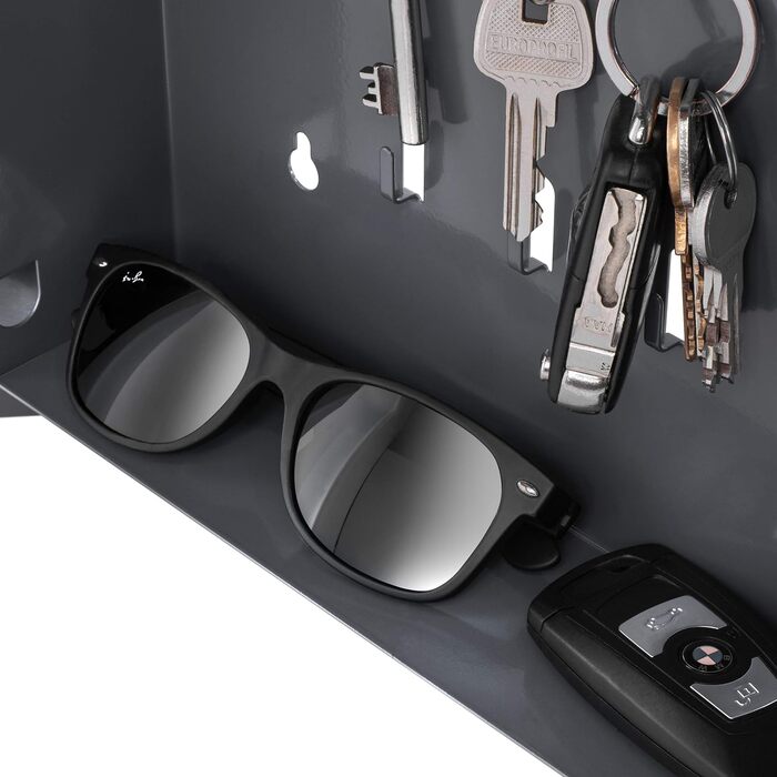 Скринька для ключів Bonsport зі скляною магнітною дошкою - дошка для пам&39яток, включаючи 6 магнітів - ідеально підходить для коридору, вхідної зони, офісу - 33x33x6,8 см - антрацит