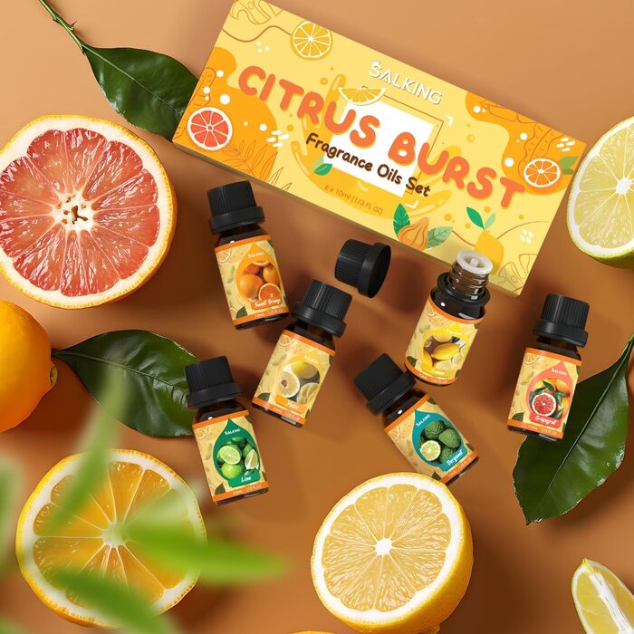 Набір ароматичних масел SALKING Citrus Fragrance Oil, Aromatherapy, 6x10 мл Arancia dolce, Bergamotto, Limone, Pompelmo, Lime, Yuzu - Citrus