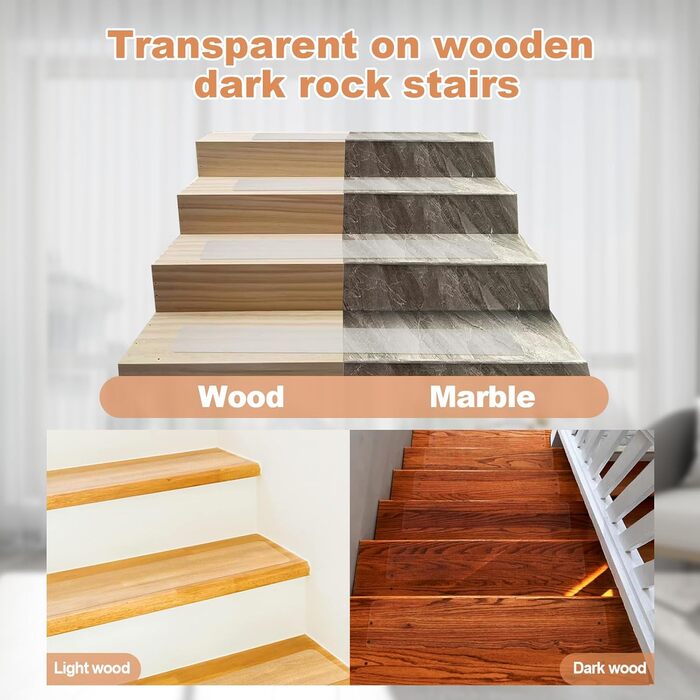 Килимки для сходів, протиковзкий килимок, 15 шт. 60x15 см, для внутрішніх сходів, протиковзкий килимок з роликом, водонепроникний самоклеючий килимок для дерев&39яних сходів, комплект